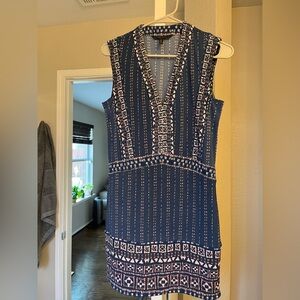 BCBGMaxAzria Navy and White Geometric Mini Dress XXS